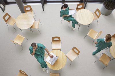 Hospital break room from above