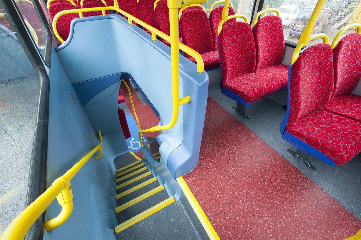 Altro Transflor Chroma EV on a bus internal staircase and upper deck