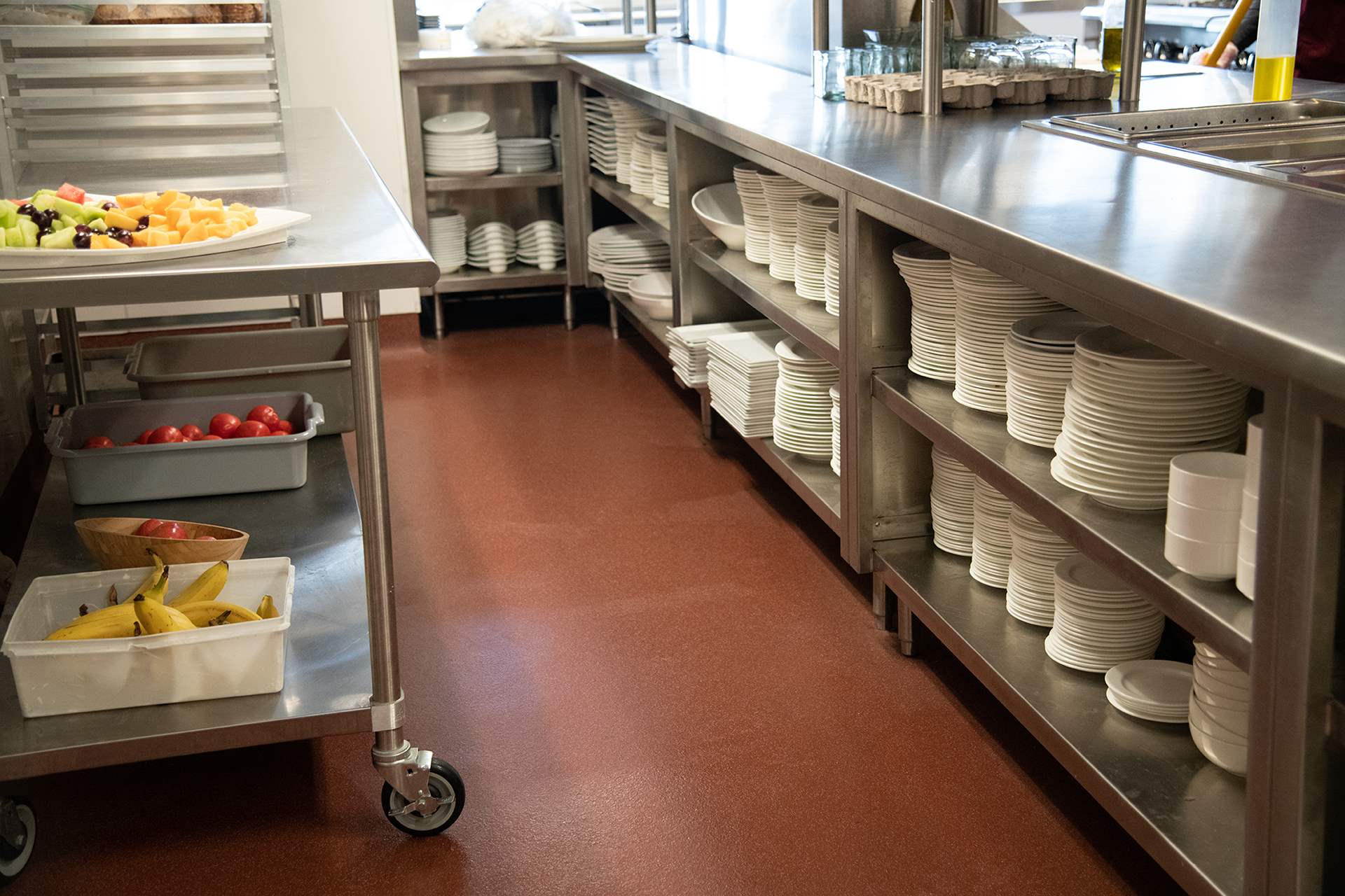 Commercial kitchen with Altro safety flooring installed