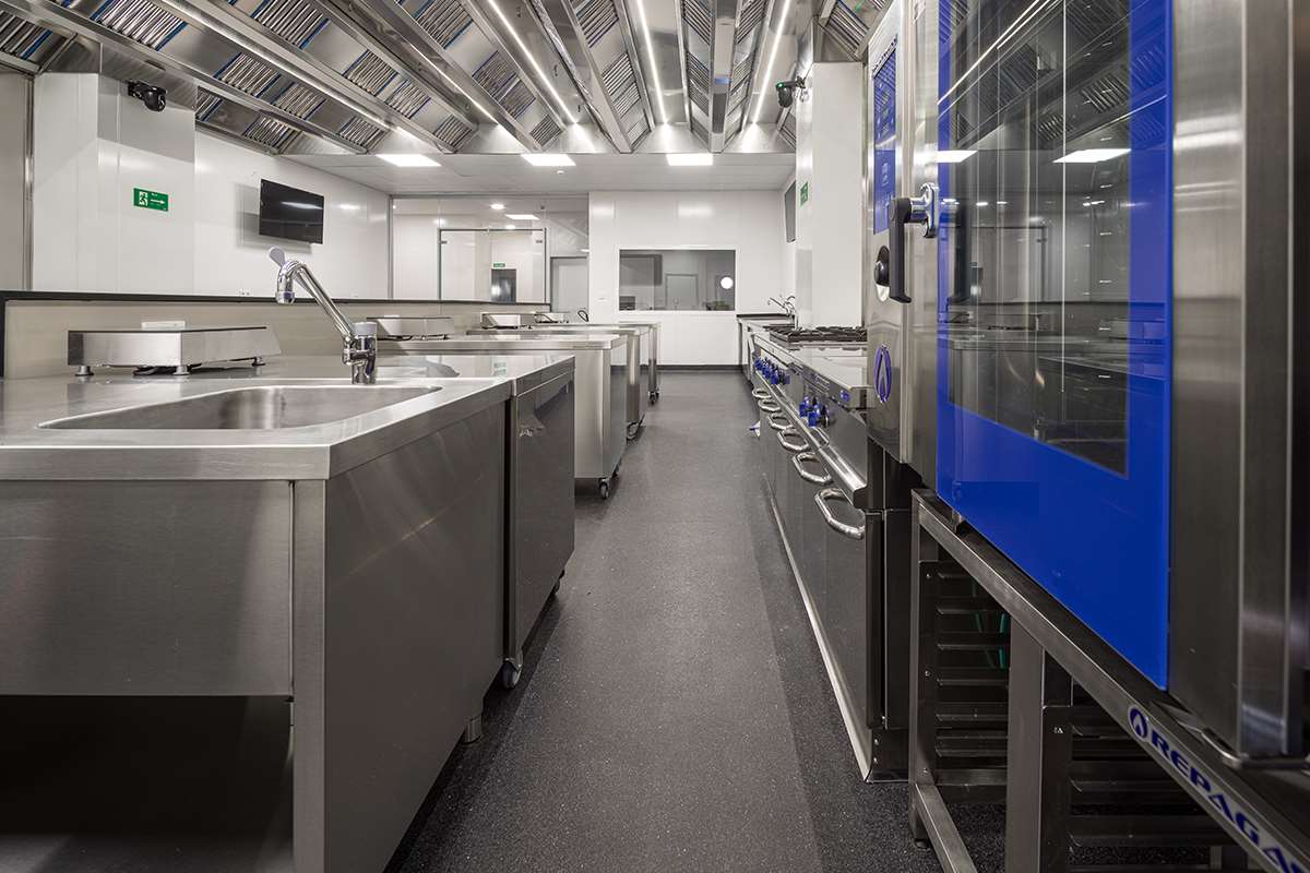 Altro Stronghold 30 safety flooring installed in a commercial kitchen