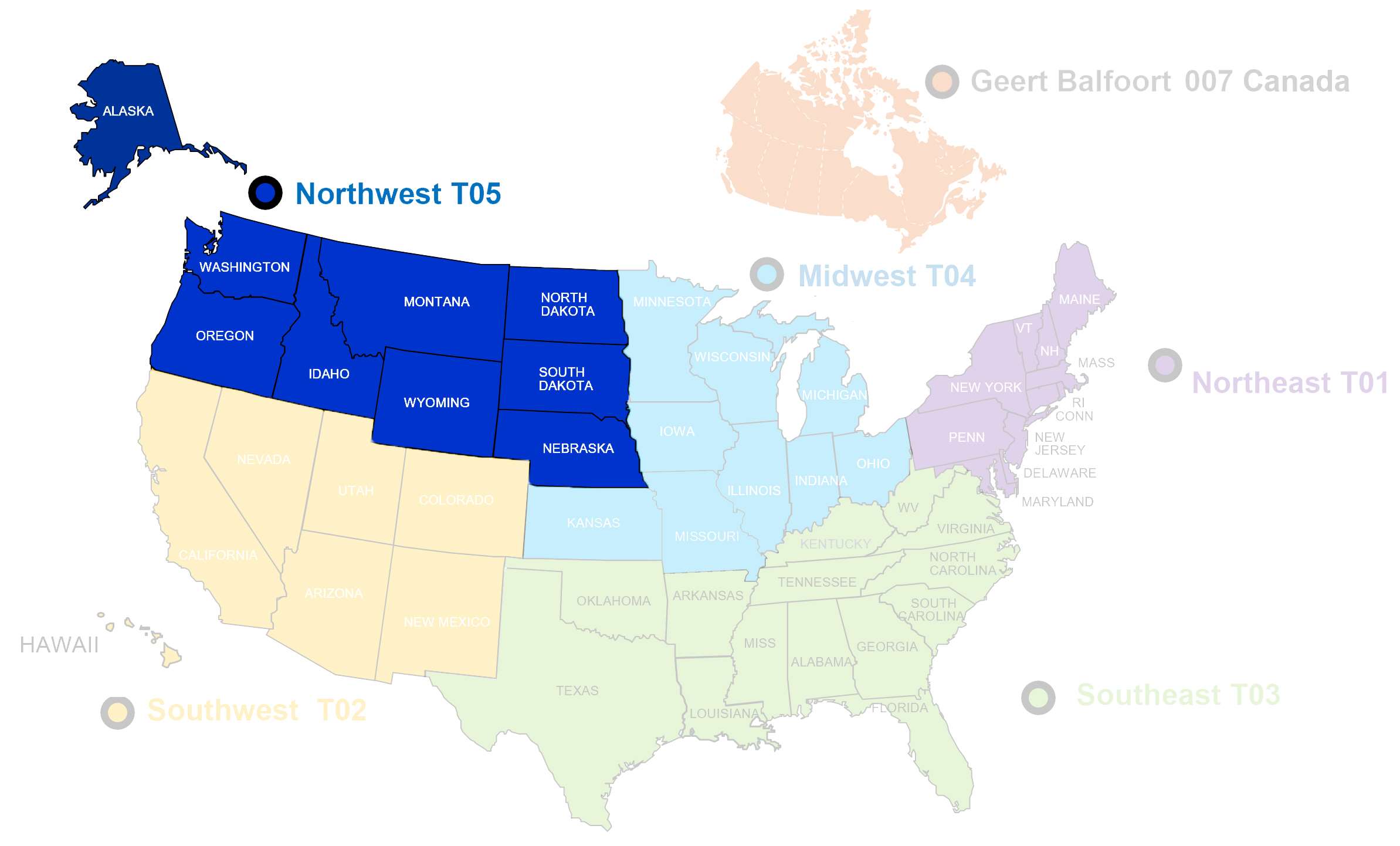 Map of Altro Americas Transport Division's Northwest territory