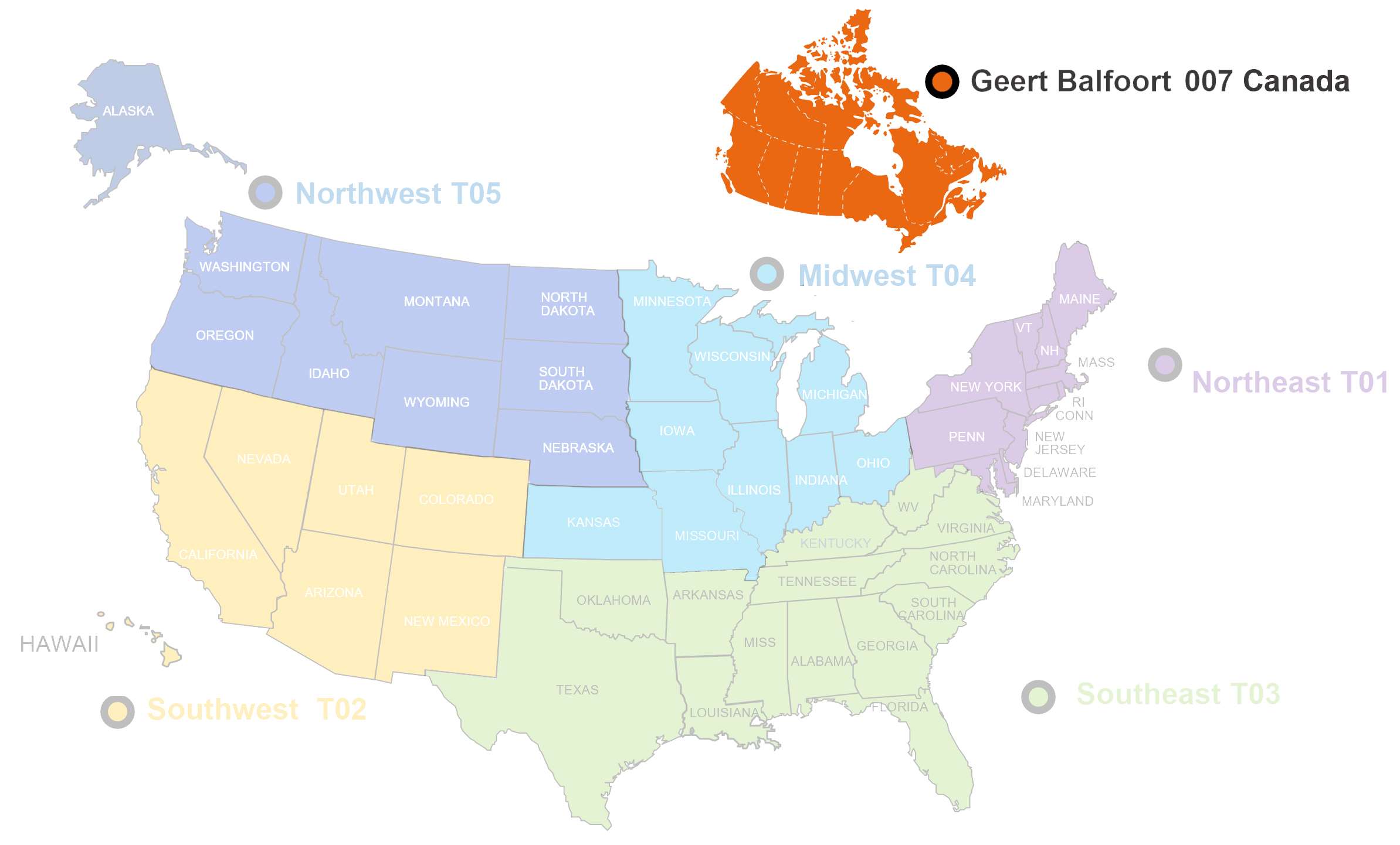 Altro Americas Transport Division Canadian territory map