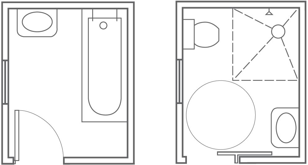 Floorplans - bathroom versus wet room