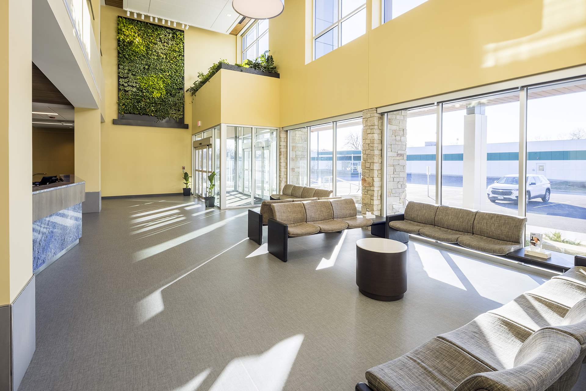 Altro flooring installed in reception area of vet clinic