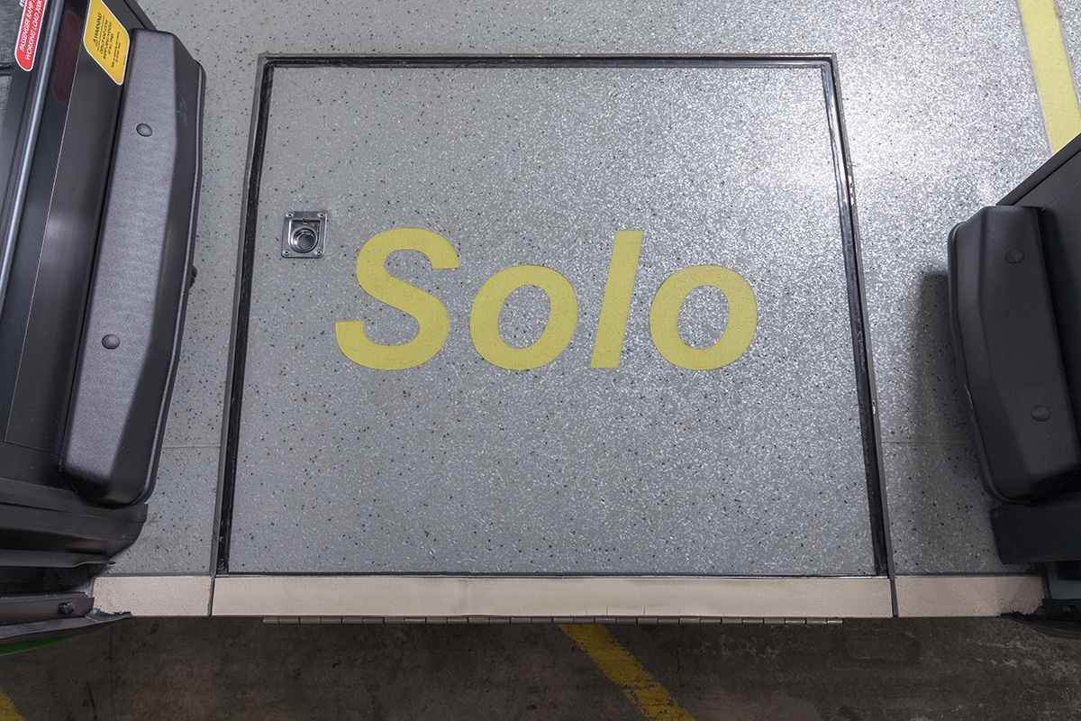 Welded Solo logo on floor