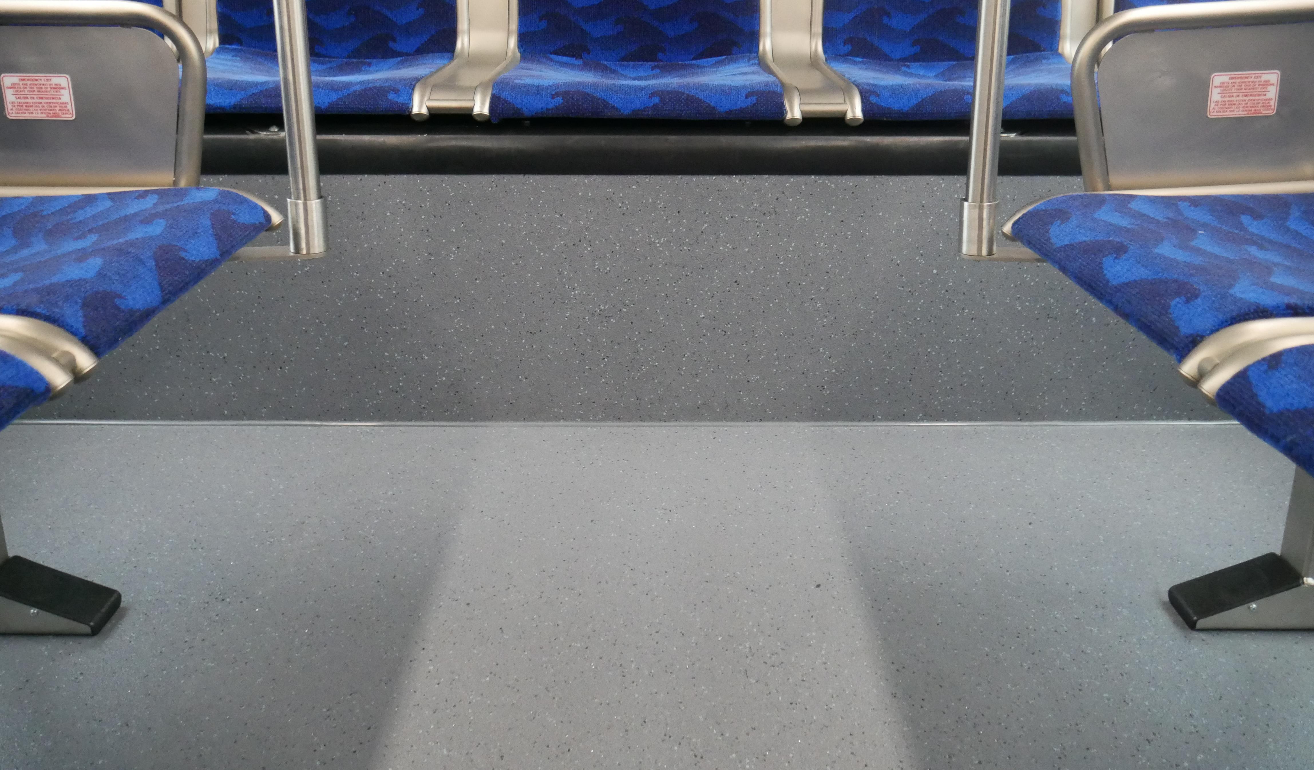 Legacy transport flooring installed in a bus