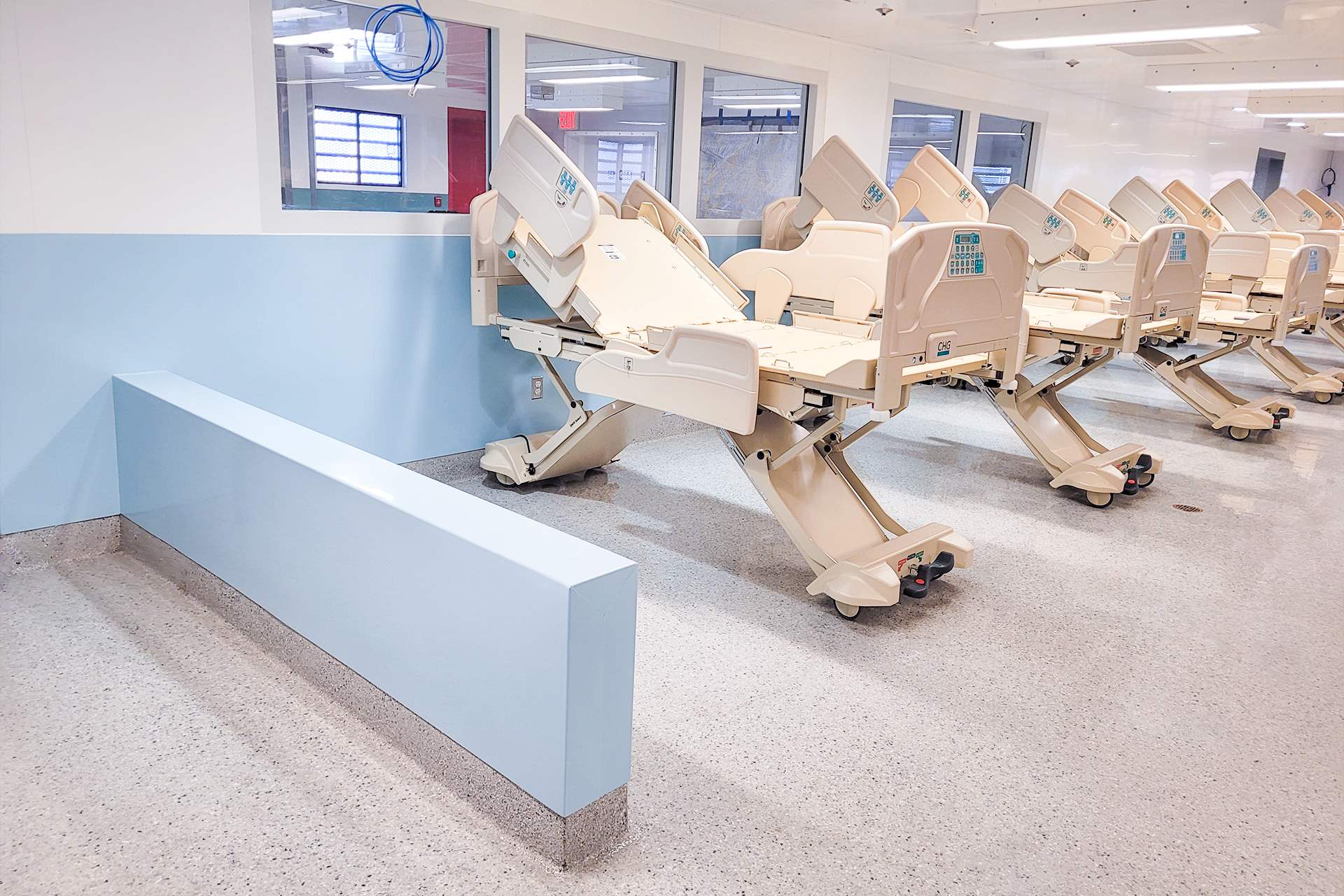 Altro floors and walls installed in a prison infirmary