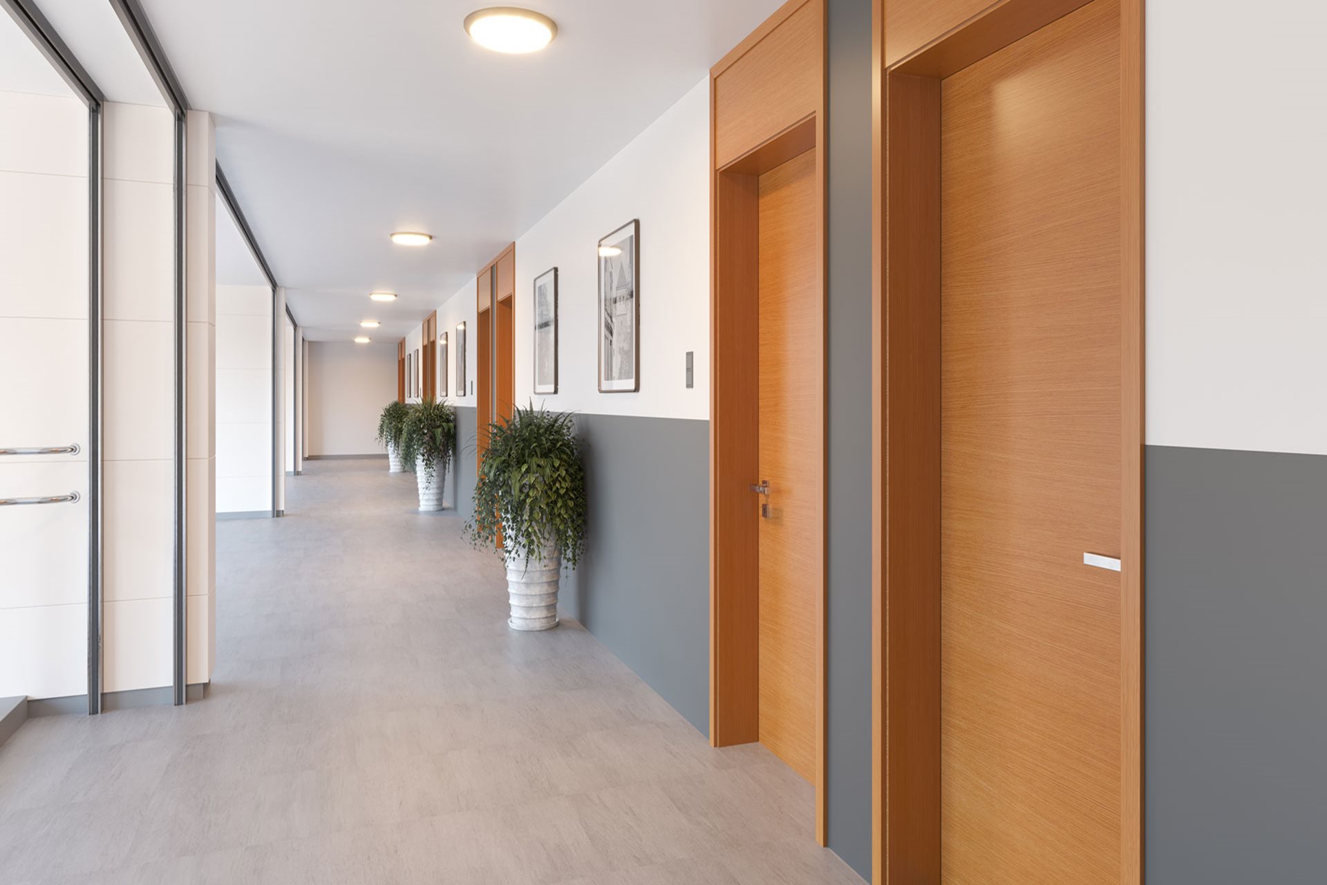 Altro Fortis Titanium 15 installed in a hallway as wainscoting
