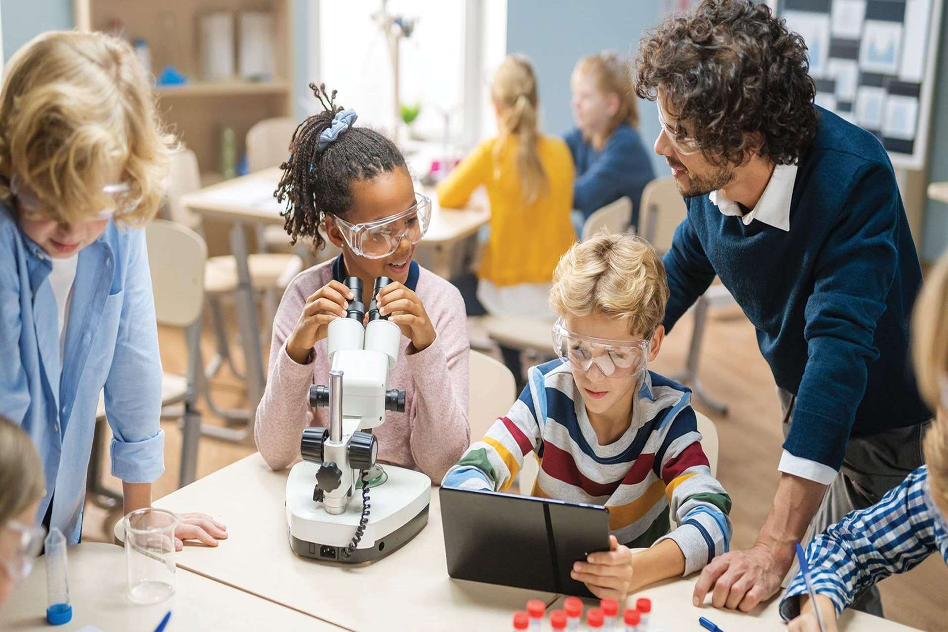 Students in a science lab