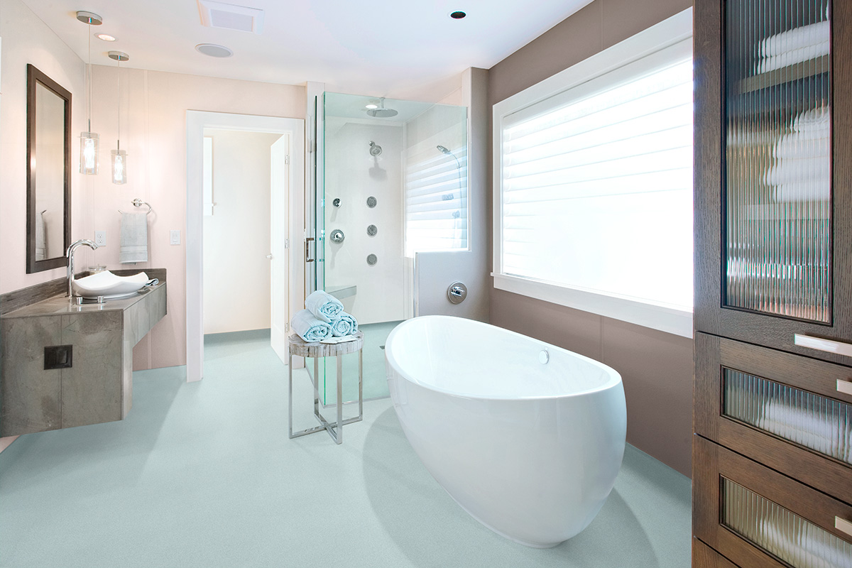 What Altro Pisces could look like when installed into a domestic bathroom
